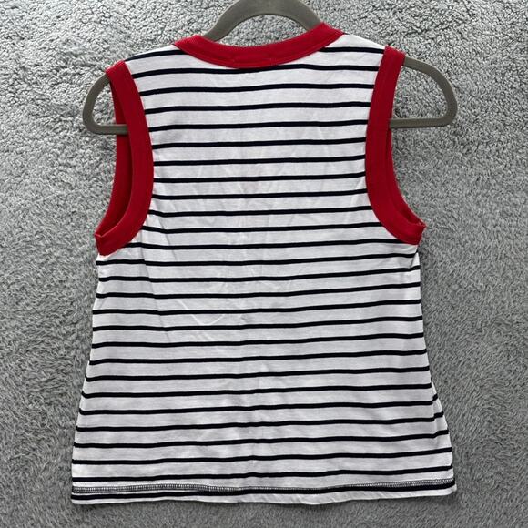 Anthropologie Sundrey NWT XS Optic White With Navy Stripe Tank Star Pocket Red - Picture 9 of 9